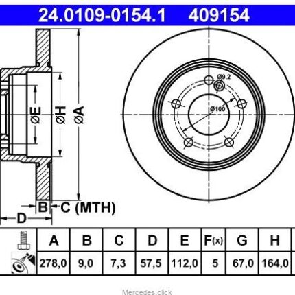 Tarcza hamulcowa tylna DB204 278mm
