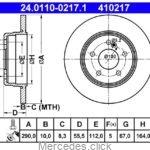 Tarcza hamulcowa tylna DB208,210,CLK320 97- 2104230612 /2104231012 ATE