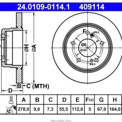 Tarcza h-wa t.DB124 combi/DB210 1244230512,2034230112,2104230412/2104230912/ 9203270