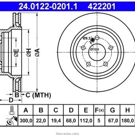 Tarcza hamulcowa tylna DB204/211/212 300 mm ATE