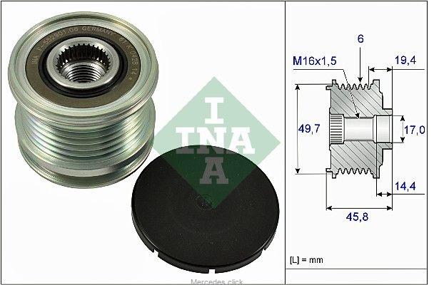 66a548bb5407c636b941010dd35db882cd29dea7 Koło pasowe alternatora ze sprzęgłem jednokierunkowym