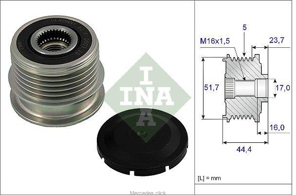 66a548bb5407c636b941010dd35db882cd29dea7 Koło pasowe alternatora ze sprzęgłem jednokierunkowym A-klasa benz.