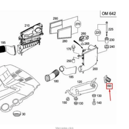 Uchwyt obudowy filtra powietrza OM642 R-klasa W251 -tłumik drgań L/P 6420903741