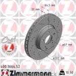 Tarcza hamulcowa przednia DB204/212 2044210812 0004211212 ZIMMERMANN z wentylacją wewnętrzną, perforowany