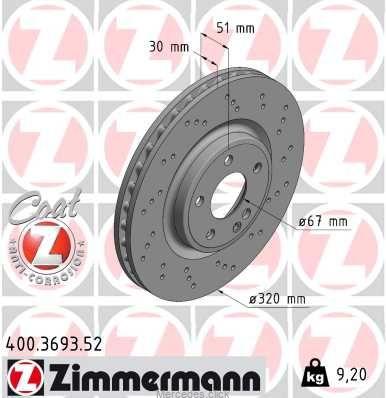 Tarcza h-wa p.DB117/176/246 ZIMMERMANN z wentylacją wewnętrzną, perforowany