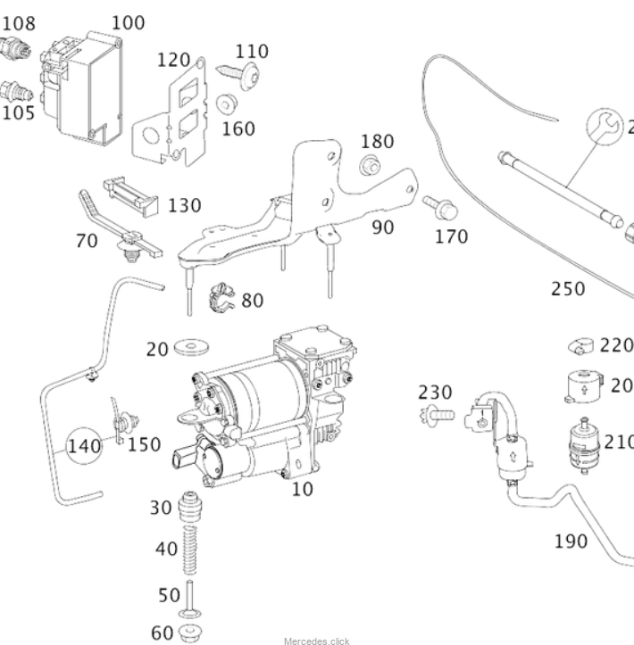 2213270945 2213270945 przewód od kompresora do bloku zaworów S-klasa W221