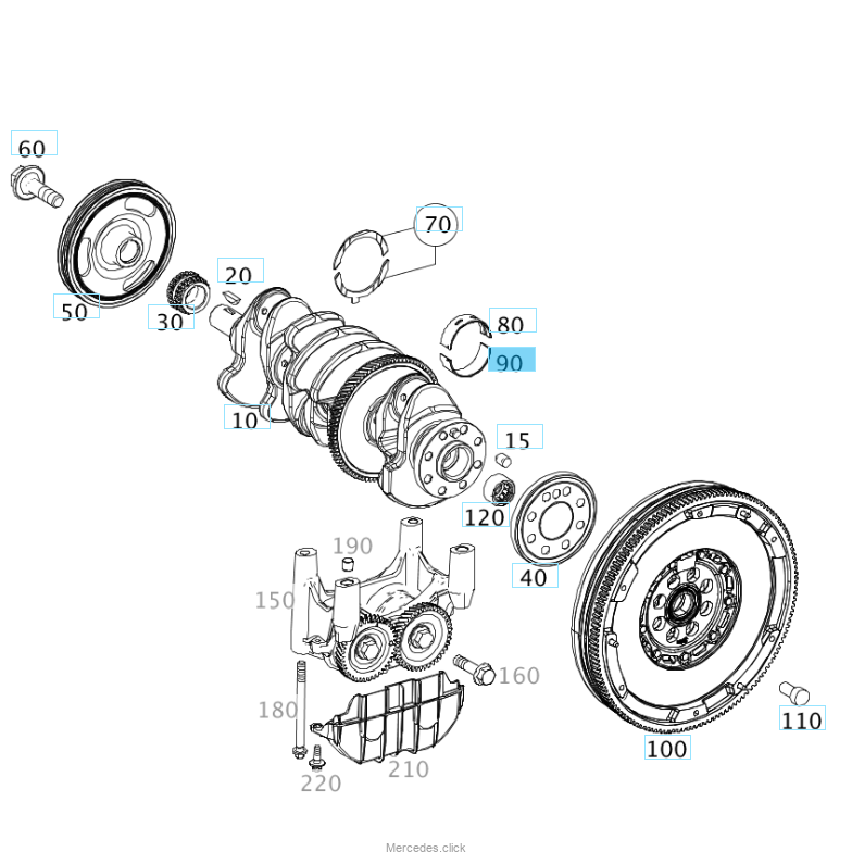 2700 Panewki główne M270 M264 M274 - 1 sztuka dolna 2700330102