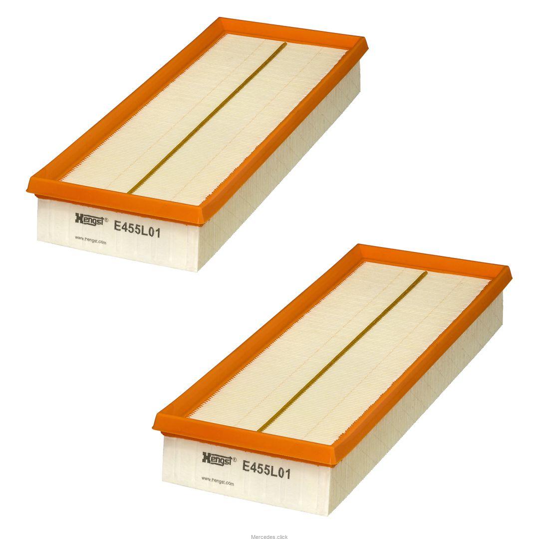 E455L01-2 Filtr powietrza 1120940040/2730940404 MERCEDES S (W220) 98- (2SZT. W ZESTAWIE) Hengst =C3698/3-2 Mann